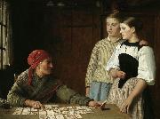 Albert Anker Die Kartenlgerin painting